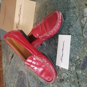 Santoni Red Leather Loafers